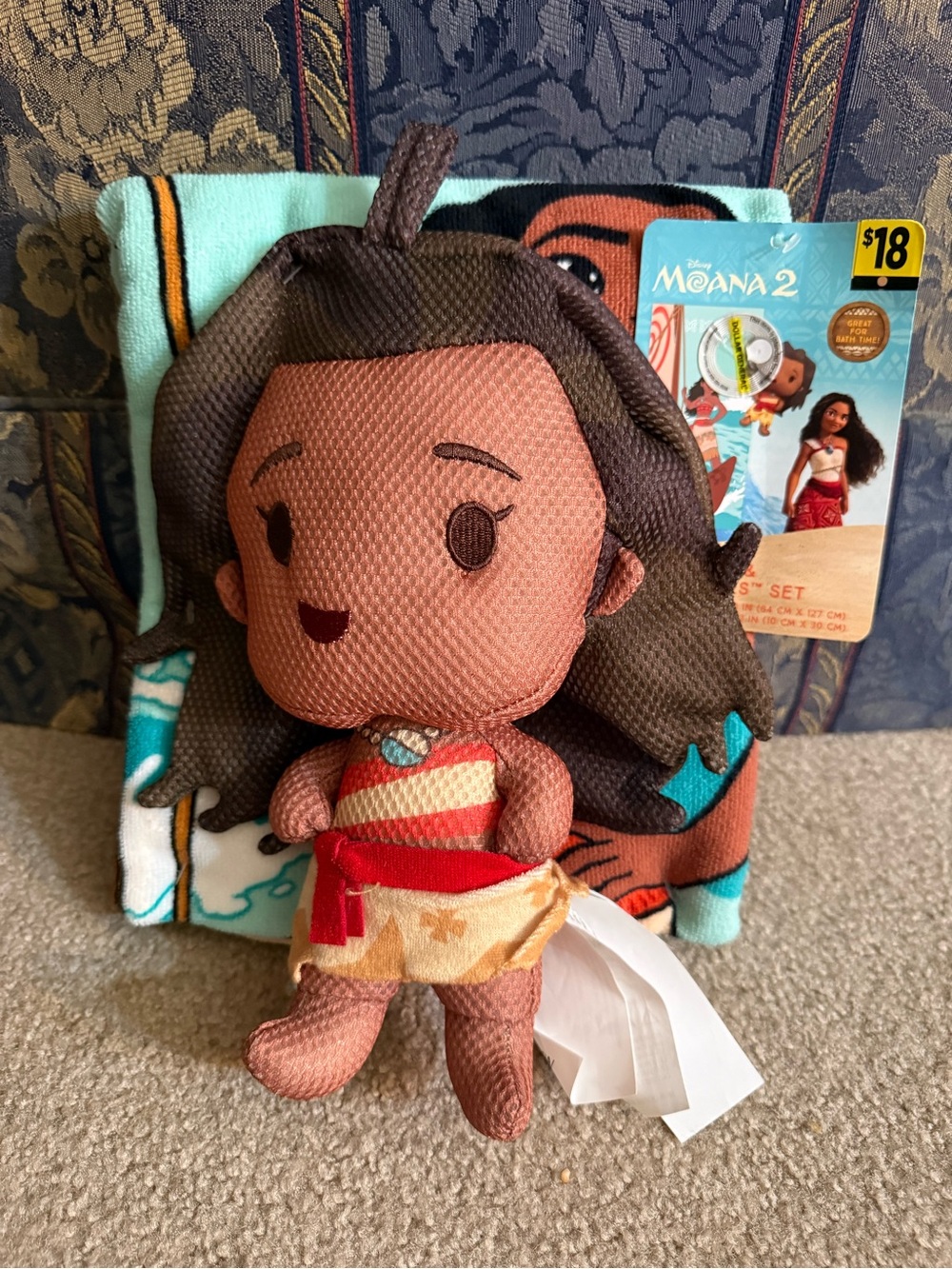 Disney Moana 2 Bath Towel & Bath Buddies Set Toy